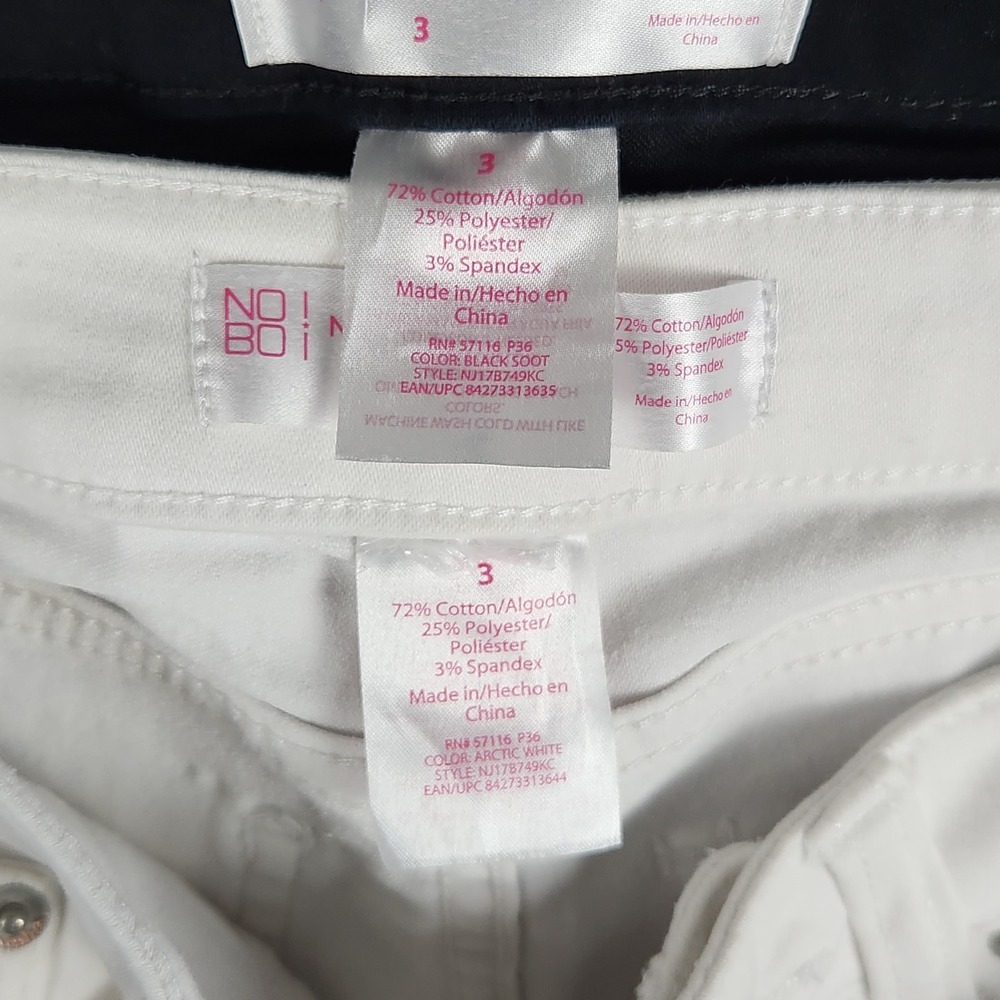 No Boundaries Jeans Girls 3 Black White Skinny Slim Stretch Lot of 2 Pants - Picture 11 of 12